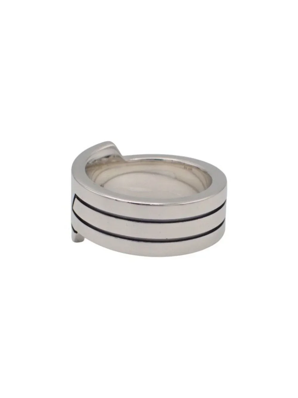 Hermes Italique Ring 50 Vintage 925 Sterling Silver Logo Black Simple Out of